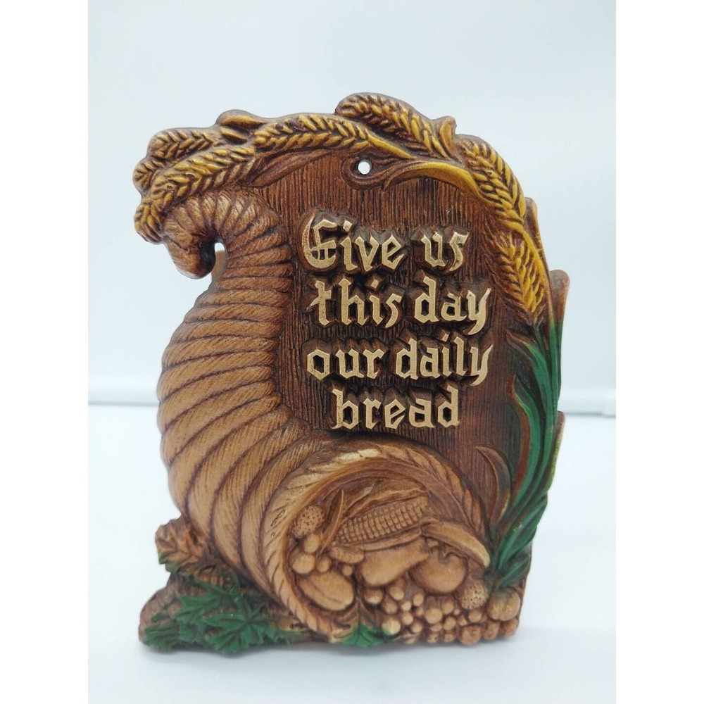 Vintage MCM Napkin Holder Caddy Give Us This Day Our Daily Bread Cornucopia USA